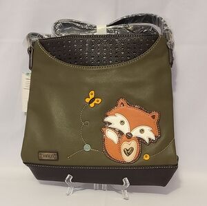 Chala Olive Green Fox Crossbody Bag